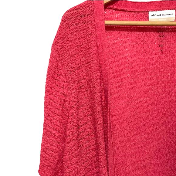 Alfred Dunner Open Cardigan Womens Size 1X Pink Open Sweater Short Sleeve Knit - Picture 3 of 9